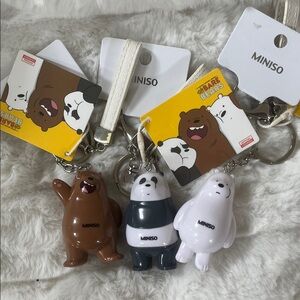 RARE We Bare Bears Keychains Set of Three NWT
